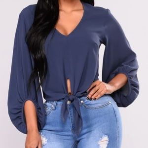 Fashion Nova Macey V Neck Top Blouse NWT